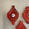 Red Cubic Ceramic Fat Lava Wall Lights attributed to Pan Ceramics, Germany, 1970s, Set of 3, Image 4