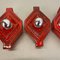 Red Cubic Ceramic Fat Lava Wall Lights attributed to Pan Ceramics, Germany, 1970s, Set of 3 12