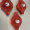 Red Cubic Ceramic Fat Lava Wall Lights attributed to Pan Ceramics, Germany, 1970s, Set of 3 9