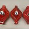 Red Cubic Ceramic Fat Lava Wall Lights attributed to Pan Ceramics, Germany, 1970s, Set of 3 17