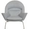 Sedia Oculus in tessuto grigio di Hans Wegner per Carl Hansen & Son, Immagine 1