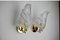 Frosted Murano Glass Leaf Sconces, Italy, 1970, Set of 2 3