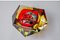Red and Yellow Faceted Glass Sommerso Ashtray attributed to Seguso, Murano, Italy, 1970, Image 4