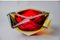 Red and Yellow Faceted Glass Sommerso Ashtray attributed to Seguso, Murano, Italy, 1970 1