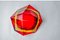 Red and Yellow Faceted Glass Sommerso Ashtray attributed to Seguso, Murano, Italy, 1970 5