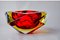 Red and Yellow Faceted Glass Sommerso Ashtray attributed to Seguso, Murano, Italy, 1970, Image 7