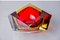 Red and Yellow Faceted Glass Sommerso Ashtray attributed to Seguso, Murano, Italy, 1970 6