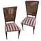 Antique Spanish Chairs with Upholstered Slatted Back, Set of 2 1