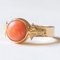 Vintage Egyptian 18k Yellow Gold Ring with Orange Coral and Papyrus Leaf, 1980s 2
