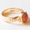 Anillo egipcio vintage de oro amarillo de 18 k con coral naranja y hoja de papiro, años 80, Imagen 10