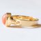 Vintage Egyptian 18k Yellow Gold Ring with Orange Coral and Papyrus Leaf, 1980s 4