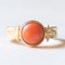 Anillo egipcio vintage de oro amarillo de 18 k con coral naranja y hoja de papiro, años 80, Imagen 1