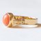 Vintage Egyptian 18k Yellow Gold Ring with Orange Coral and Papyrus Leaf, 1980s, Image 3