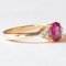 18K Yellow Gold Trilogy Ring with Synthetic Ruby and Brilliant Cut Diamonds, 1980s, Image 8