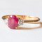 18K Yellow Gold Trilogy Ring with Synthetic Ruby and Brilliant Cut Diamonds, 1980s, Image 2