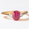 18K Yellow Gold Trilogy Ring with Synthetic Ruby and Brilliant Cut Diamonds, 1980s, Image 10