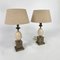 French Marble Egg and Steel Lamps, 1970s, Set of 2 3