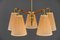 Lampadari a cinque braccia di Rupert Nikoll, Vienna, anni '50, Immagine 2