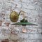 French Green Enamel and Brass Wall Lamp 3