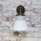 Vintage White Opaline Glass, Brass & Cast Iron Arm Wall Light 4