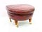 Claret Leather Footstool on Brass Wheels, 1990s 1