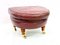 Claret Leather Footstool on Brass Wheels, 1990s, Image 1