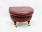 Claret Leather Footstool on Brass Wheels, 1990s 3