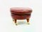 Claret Leather Footstool on Brass Wheels, 1990s 8
