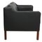 Vintage 2212 Two-Seater Sofa in Black Leather by Børge Mogensen for Fredericia, 1990s, Image 2