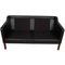 Vintage 2212 Two-Seater Sofa in Black Leather by Børge Mogensen for Fredericia, 1990s, Image 15