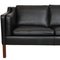 Vintage 2212 Two-Seater Sofa in Black Leather by Børge Mogensen for Fredericia, 1990s 5