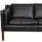 Vintage 2212 Two-Seater Sofa in Black Leather by Børge Mogensen for Fredericia, 1990s, Image 5