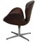 Swan Chair in Brown Patinated Leather by Arne Jacobsen for Fritz Hansen, 1970s 4