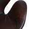 Silla Swan de cuero patinado marrón de Arne Jacobsen para Fritz Hansen, años 70, Imagen 8
