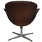 Swan Chair in Brown Patinated Leather by Arne Jacobsen for Fritz Hansen, 1970s 3