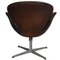 Swan Chair in Brown Patinated Leather by Arne Jacobsen for Fritz Hansen, 1970s, Image 3