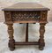 19th Century Spanish Walnut Desk with Two Drawers & Strong Legs, 1890s 19