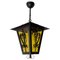French Iron and Glass Lustre Ceiling Lamp Lantern, 1970s 1
