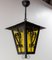 French Iron and Glass Lustre Ceiling Lamp Lantern, 1970s 2