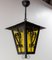 French Iron and Glass Lustre Ceiling Lamp Lantern, 1970s, Image 2