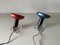 Space Age Blue & Red Spot Sconces, Germany, 1970s, Set of 2 7