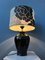Small Space Age Table Lamp with Porcelain Base and Black and White Flower Shade, 1970s 2