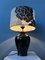 Small Space Age Table Lamp with Porcelain Base and Black and White Flower Shade, 1970s 3