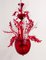Lámpara de araña de cristal de Murano rojo, años 90, Imagen 4