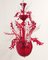 Lámpara de araña de cristal de Murano rojo, años 90, Imagen 1