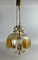 Brutalist Ceiling Lamp in Brass & Murano Glass, 1970s 1