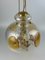 Brutalist Ceiling Lamp in Brass & Murano Glass, 1970s 13