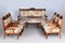 Czech Living Room Set in Beech and Walnut, 1890s, Set of 7, Image 1