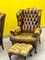 Vintage Chesterfield Wingback Armchair in Leather, Image 3