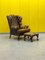 Vintage Chesterfield Wingback Armchair in Leather 2